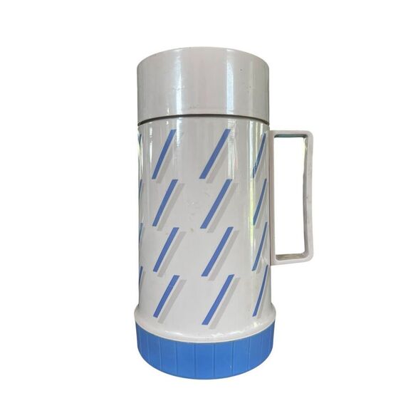 Vintage thermos Aladdin white blue hot cold vacuum seal beverage food container - Picture 3 of 6